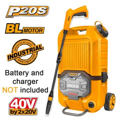 Πλυστικό Μηχάνημα Υψηλής Πίεσης Μπαταρίας 2x20V Li-Ion SOLO INGCO CPWLI4006
