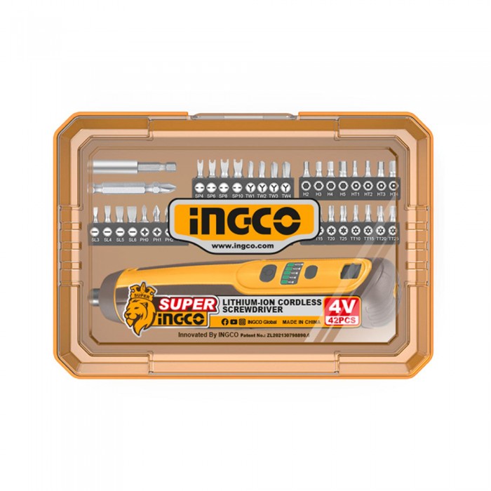 Κατσαβίδι Μπαταρίας 4V Li-Ion με Ενσωματωμένη Μπαταρία USB Type-C Σετ 43 τεμ. INGCO CSDLI04062