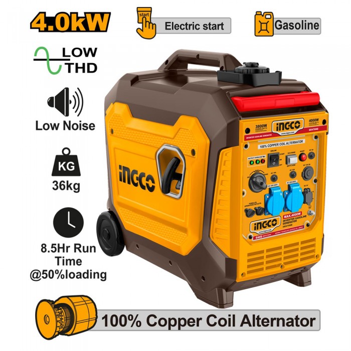 Γεννήτρια Inverter Βαλιτσάκι Βενζίνης 4kw 5kva 5hp INGCO GEI47506E
