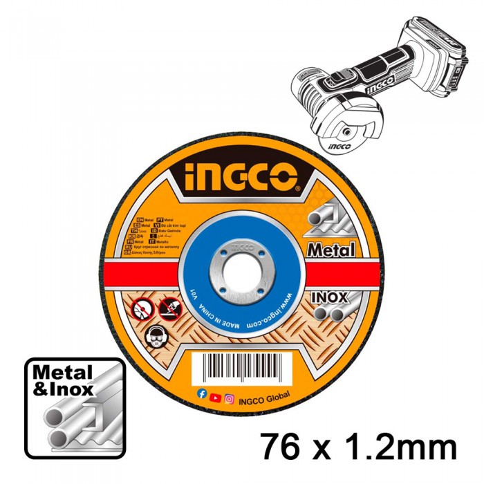 Δίσκος Κοπής Σιδήρου INOX 76mm x 1.2mm Ingco MCD30176