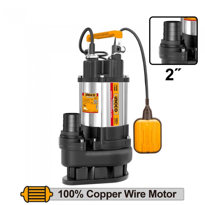 Υποβρύχια Αντλία Υδάτων INOX Αποχέτευσης - Λυμάτων 750W INGCO SPDS7508