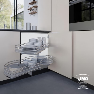 Μηχανισμός Τυφλού Combi's 2 για Πόρτα 45cm - Αριστερό Άνοιγμα σε χρώμα Χρώμιο με Λευκό πάτο Inoxa Ellite 846BE/SX45CB 0075-1560