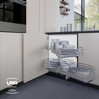 Μηχανισμός Τυφλού Combi's 2 για Πόρτα 60cm - Δεξί Άνοιγμα σε χρώμα Χρώμιο με Λευκό πάτο Inoxa Ellite 846BE/DX60CB 0075-1565