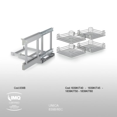 Μηχανισμός Τυφλού Compact 2 με Φρένο για Πόρτα 45cm σε χρώμα Χρώμιο Inoxa Unica 839B/45C 0075-1600