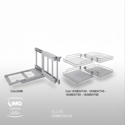 Μηχανισμός Τυφλού Compact 2 με Φρένο για Πόρτα 60cm σε χρώμα Χρώμιο με Λευκό πάτο Inoxa Ellite 839BE/60CB 0075-1612
