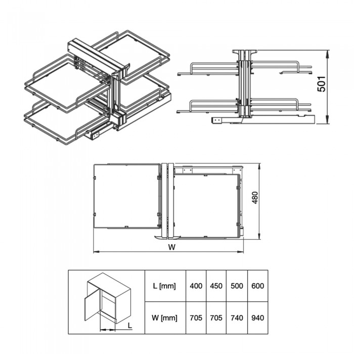 Μηχανισμός Τυφλού Compact 2 με Φρένο για Πόρτα 60cm σε χρώμα Ardesia/Ανθρακί Inoxa Ellite 839BE/60AR 0075-1619