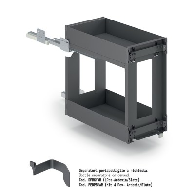 Βαγονέτο Διώροφο για Ερμάριο με Πλάτος 30cm σε χρώμα Ardesia/Ανθρακί Inoxa Hyper 8102YGAS/30PAR Antislip 0075-8030