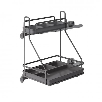 Συρμάτινο βαγονέτο αποθήκευσης απορρυπαντικών Inoxa Ardesia 5107 / SX για πόρτα 45εκ Σε Χρώμα Ανθρακί με τοποθέτηση των οδηγών στα αριστερά