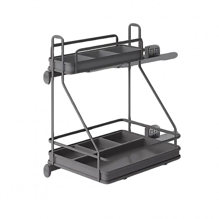 Συρμάτινο βαγονέτο αποθήκευσης απορρυπαντικών Inoxa Ardesia 5107 / SX για πόρτα 45εκ Σε Χρώμα Ανθρακί με τοποθέτηση των οδηγών στα αριστερά