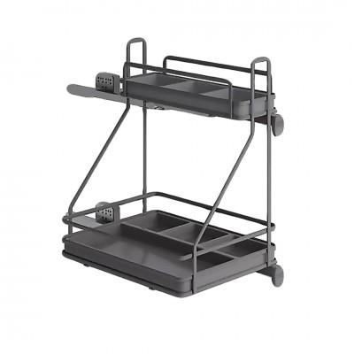 Συρμάτινο βαγονέτο αποθήκευσης απορρυπαντικών Inoxa Ardesia 5107 / DX για πόρτα 45εκ Σε Χρώμα Ανθρακί με τοποθέτηση των οδηγών στα Δεξιά