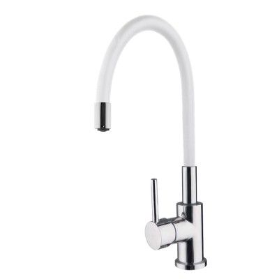 Μπαταρία Αναμεικτική Νεροχύτη πάγκου ψηλή Flex Χρωμέ με Λευκό Εύκαμπτο Ρουξούνι Interflex 086824