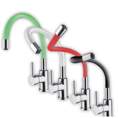 Μπαταρία Αναμεικτική Νεροχύτη πάγκου ψηλή Flex Χρωμέ με Μαύρο Εύκαμπτο Ρουξούνι Interflex 086638