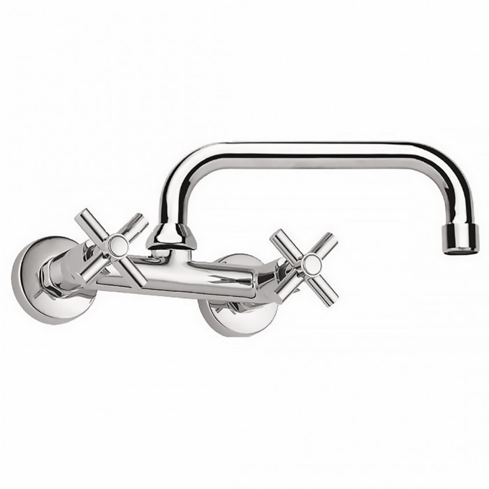 Μπαταρία Νεροχύτη Τοίχου Χρωμέ Ανώ Ροής RODOS 072996 Interflex