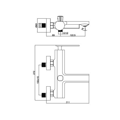 Μπαταρία μπάνιου με σετ ντούς Interflex Χρώμιο 086790 Zen