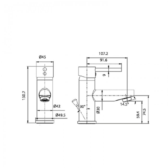 Μπαταρία μπάνιου νιπτήρα Interflex Χρώμιο 082491 Art