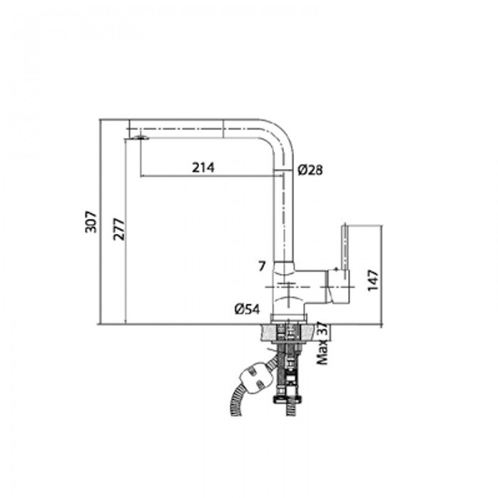 Μπαταρία νεροχύτη ψηλή (πλάγια βούρτσα) Interflex Χρώμιο 085377 Ioli
