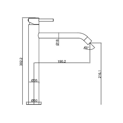 Μπαταρία μπάνιου νιπτήρα Chic ψηλή 30cm Interflex Χρώμιο 086645 Art