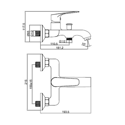 Μπαταρία μπάνιου με σετ ντούς Interflex Χρώμιο 086693 Stilo