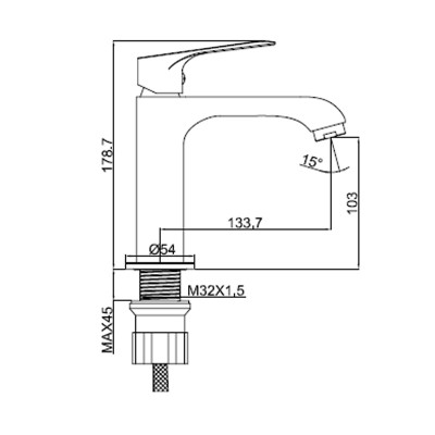 Μπαταρία μπάνιου νιπτήρα ψηλή Interflex Χρώμιο 086695 Stilo