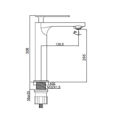 Μπαταρία μπάνιου νιπτήρα ψηλή 31cm Interflex Χρώμιο 086851 Zen