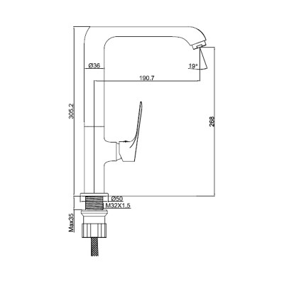 Μπαταρία νεροχύτη πάγκου Interflex Χρώμιο 086926 Stilo