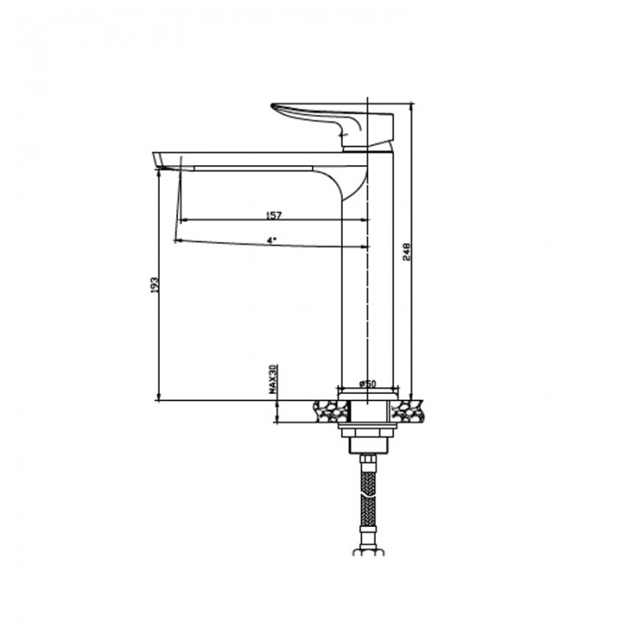 Μπαταρία νιπτήρα μπάνιου ψηλή Next Interflex Μαύρη 087195 Art