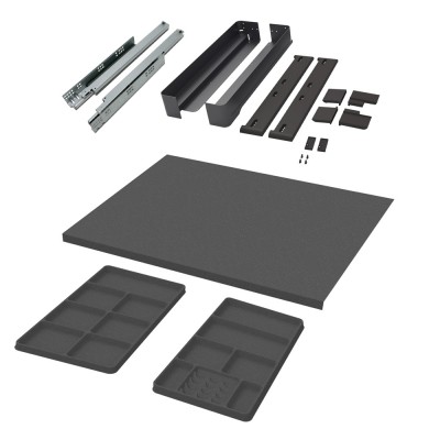 Εσωτερικό Συρτάρι Ντουλάπας 72 x 475mm Μαύρο με Φρένο και Κάλυμμα Πάτου Συρταριού Βελουτέ Μαύρο με Μήκος 762mm και Θήκη Χρυσαφικών Συρταριού Βελουτέ 223 x 425mm και Θήκη Ζωνών-Γραβατών Ντουλάπας Βελουτέ 223 x 425mm Kesseboehmer CΟΝΕRΟ