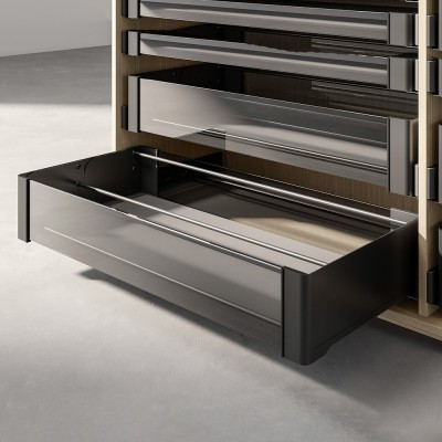 Εσωτερικό Συρτάρι Ντουλάπας 168 x 475mm Μαύρο με Φρένο και Κάλυμμα Πάτου Συρταριού Βελουτέ Μαύρο με Μήκος 762mm και Παπουτσοθήκη Ντουλάπας 715Χ211mm Kesseboehmer CΟΝΕRΟ