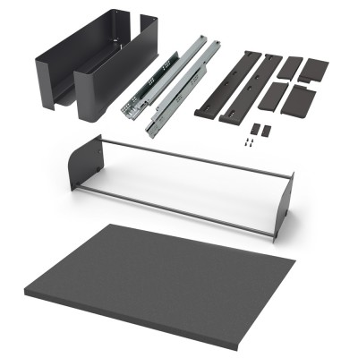 Εσωτερικό Συρτάρι Ντουλάπας 168 x 475mm Μαύρο με Φρένο και Κάλυμμα Πάτου Συρταριού Βελουτέ Μαύρο με Μήκος 762mm και Παπουτσοθήκη Ντουλάπας 715Χ211mm Kesseboehmer CΟΝΕRΟ