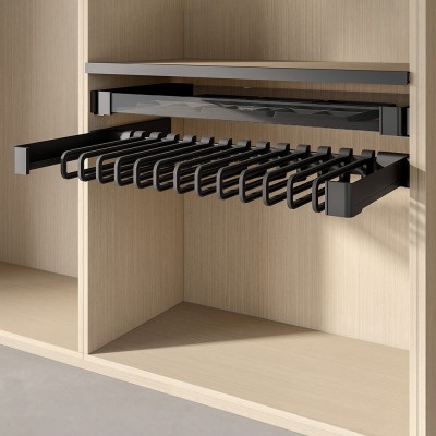 Πλαίσιο Παντελονοθήκης Ντουλάπας με Φρένο με 5 κρεμάστρες για Πλάτος Κουτιών 410-470mm και Βάθος 450mm Μαύρο Kesseboehmer CΟΝΕRΟ 238686-7021 + 238505-0007 + 238712-7818