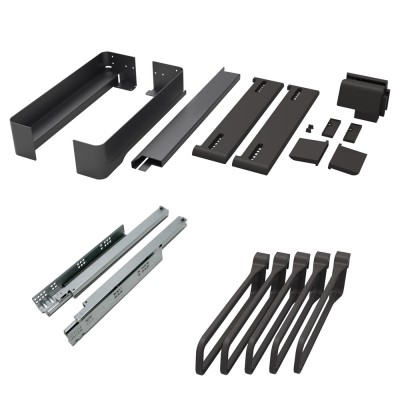 Πλαίσιο Παντελονοθήκης Ντουλάπας με Φρένο με 5 κρεμάστρες για Πλάτος Κουτιών 410-470mm και Βάθος 450mm Μαύρο Kesseboehmer CΟΝΕRΟ 238686-7021 + 238505-0007 + 238712-7818