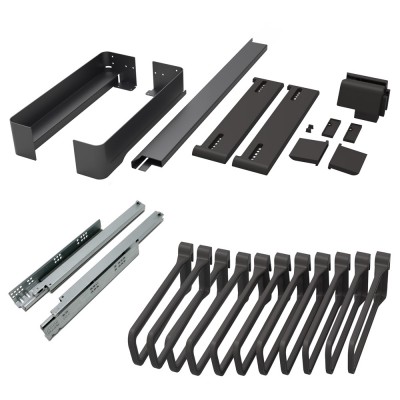 Πλαίσιο Παντελονοθήκης Ντουλάπας με Φρένο με 11 κρεμάστρες για Πλάτος Κουτιών 760-820mm και Βάθος 450mm Μαύρο Kesseboehmer CΟΝΕRΟ 238694-7021 + 238505-0007 + 238712-7818