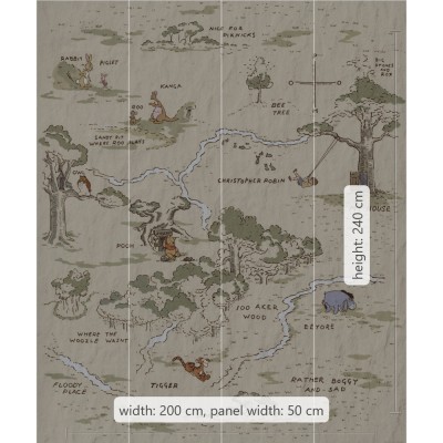 Φωτοταπετσαρία Τοίχου KOMAR "Winnie Pooh Map" σειρά "INTO ADVENTURE" 200x240cm IADX4-042