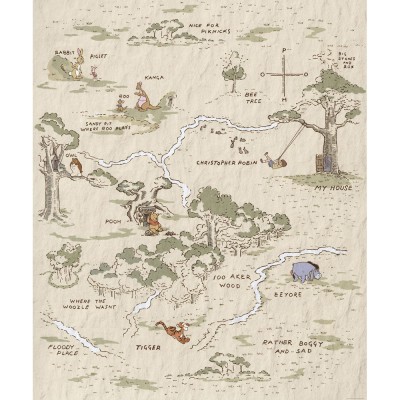 Φωτοταπετσαρία τοίχου KOMAR IADX4-042 "Winnie the Pooh Map" σειρά Into Wonderland 200 x 240 cm