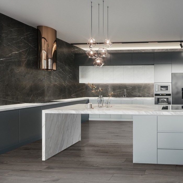 Πάνελ Επένδυσης Τοίχου από Ορυκτό Μάρμαρο 2800x1230x4mm KronoSpan Rocko SPC Wall Panels K026 PT Grey Pietra Marble