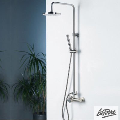 Στήλη ντους με Μπαταρία και κολώνα με ρυθμιζόμενο ύψος από 83cm - 144cm La Torre New Tech 12065-110 inox