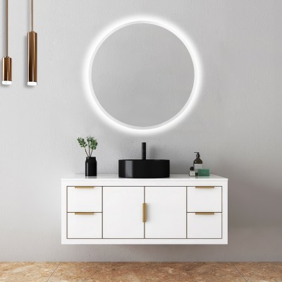 Καθρέφτης Στρογγυλός χωρίς Πλαίσιο με Κρυφό Φωτισμό (Ψυχρό φως) και Μπροστινή Εκπομπή Μέσω Αμμοβολής ø800mm LEDIMEX BELGICA BELG003/80