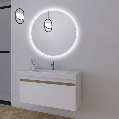 Καθρέφτης Στρογγυλός χωρίς Πλαίσιο με Κρυφό Φωτισμό (Ψυχρό φως) και Μπροστινή Εκπομπή Μέσω Αμμοβολής ø600mm LEDIMEX BELGICA BELG003/60