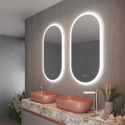 Καθρέφτης Οβάλ με Φωτιζόμενο Ακρυλικό Πλαίσιο (Ψυχρό φως) 500x900mm LEDIMEX CANADA CANA030/90