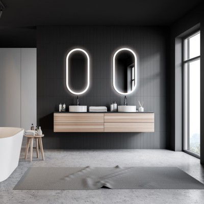 Καθρέφτης Οβάλ με Φωτιζόμενο Ακρυλικό Πλαίσιο (Ψυχρό φως) 500x900mm LEDIMEX CANADA CANA030/90