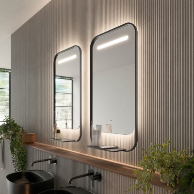 Καθρέφτης Τετράγωνος με Στρογγυλεμένες Γωνίες με Πλαίσιο Αλουμινίου Μαύρο Ματ και Κρυφό Φωτισμό  3LED (Θερμό, Φυσικό Λευκό και Ψυχρό φως) με Μπροστινή Εκπομπή 500x900mm LEDIMEX CONCEPT CONC032/50NG