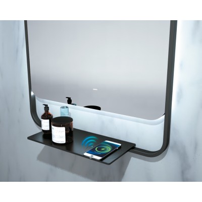 Καθρέφτης Τετράγωνος με Στρογγυλεμένες Γωνίες με Πλαίσιο Αλουμινίου Μαύρο Ματ και Κρυφό Φωτισμό  3LED (Θερμό, Φυσικό Λευκό και Ψυχρό φως) με Μπροστινή Εκπομπή 500x900mm LEDIMEX CONCEPT CONC032/50NG