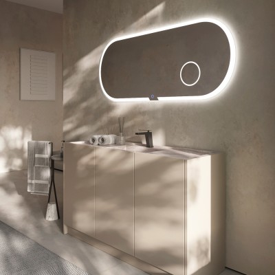 Καθρέφτης Οβάλ με Φωτιζόμενο Ακρυλικό Πλαίσιο (Ψυχρό φως) και Μεγεθυντικό Καθρέφτη x3 με LED 1000x550mm LEDIMEX INDIANA INDI027/100