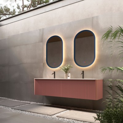 Καθρέφτης Οβάλ με Πλαίσιο Μπλε Ωκεανού με Κρυφό και Περιμετρικό Φωτισμό 3LED (Θερμό, Φυσικό Λευκό και Ψυχρό φως) στην Πίσω Πλευρά του Πλαισίου 500x900mm LEDIMEX MILANO MILA036/90AO