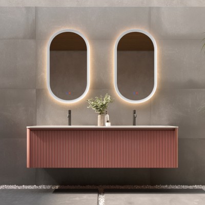 Καθρέφτης Οβάλ με Πλαίσιο Λευκό Ματ με Κρυφό και Περιμετρικό Φωτισμό 3LED (Θερμό, Φυσικό Λευκό και Ψυχρό φως) στην Πίσω Πλευρά του Πλαισίου 500x900mm LEDIMEX MILANO MILA036/90BL