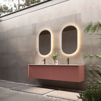 Καθρέφτης Οβάλ με Πλαίσιο Λευκό Ματ με Κρυφό και Περιμετρικό Φωτισμό 3LED (Θερμό, Φυσικό Λευκό και Ψυχρό φως) στην Πίσω Πλευρά του Πλαισίου 500x900mm LEDIMEX MILANO MILA036/90BL