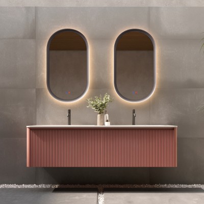 Καθρέφτης Οβάλ με Πλαίσιο Γκρι με Κρυφό και Περιμετρικό Φωτισμό 3LED (Θερμό, Φυσικό Λευκό και Ψυχρό φως) στην Πίσω Πλευρά του Πλαισίου 500x900mm LEDIMEX MILANO MILA036/90GCB