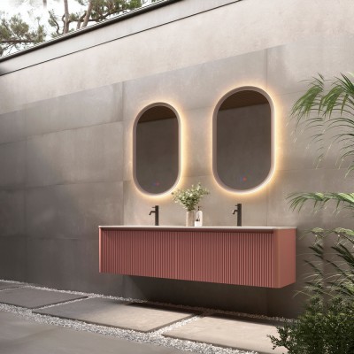 Καθρέφτης Οβάλ με Πλαίσιο Μόκα με Κρυφό και Περιμετρικό Φωτισμό 3LED (Θερμό, Φυσικό Λευκό και Ψυχρό φως) στην Πίσω Πλευρά του Πλαισίου 500x900mm LEDIMEX MILANO MILA036/90MK