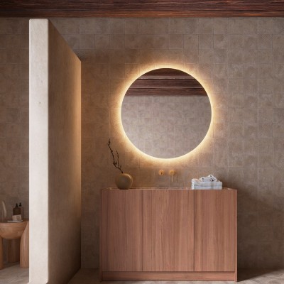 Καθρέφτης Στρογγυλός χωρίς Πλαίσιο με Κρυφό Φωτισμό (Ψυχρό φως) ø600mm LEDIMEX OPORTO OPOR001/60C