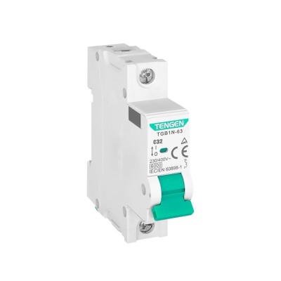 Αυτόματη Ασφάλεια MCB 1P Καμπύλης C 32A 6kA 25mm² max TENGEN 09-00314